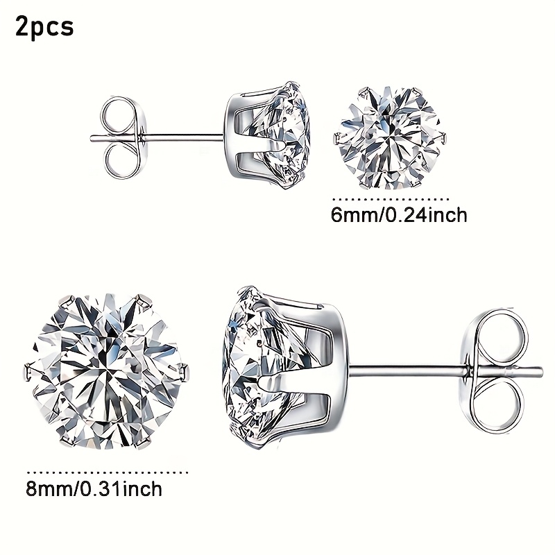 2pcs Hypoallergenic Silvery Stainless Steel Earrings for Women